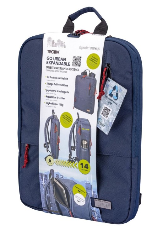 Troika BGO33/DB Деловой рюкзак для ноутбука, расширяемый