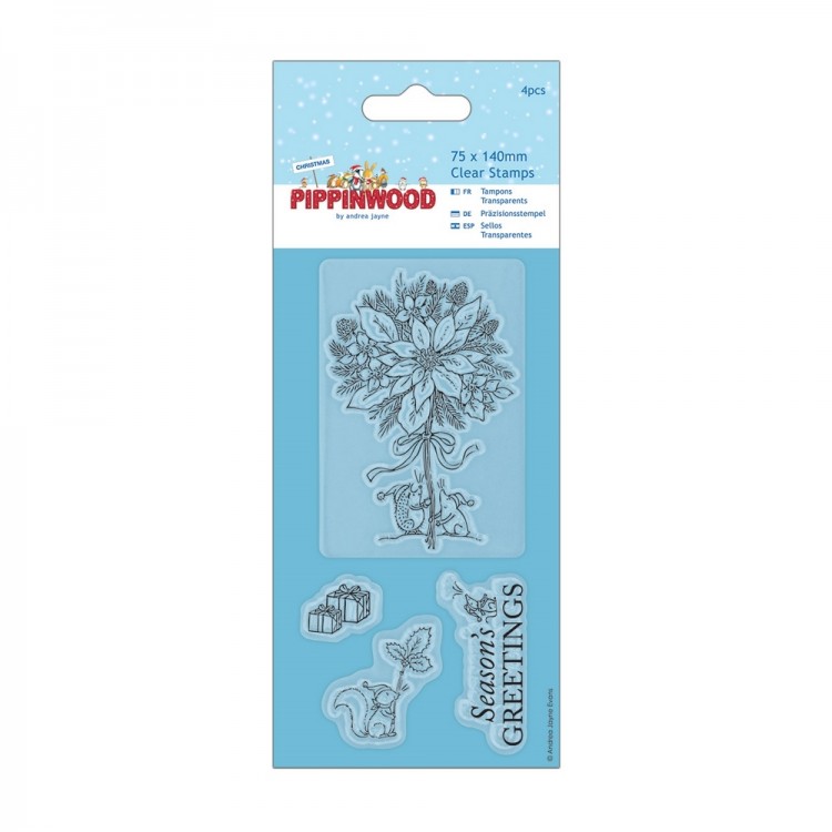 Docrafts PMA907929 Штамп прозрачный "Пуансеттия" Pippinwood Christmas