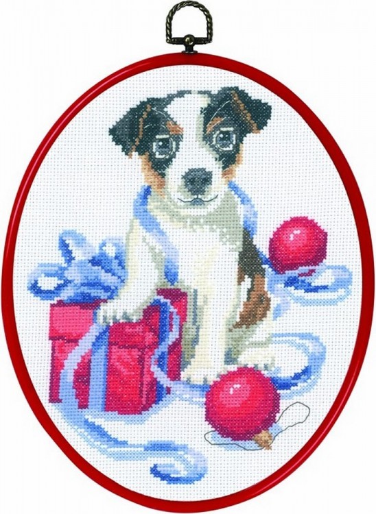 Набор для вышивания Permin 92-6611 Рождественский щенок