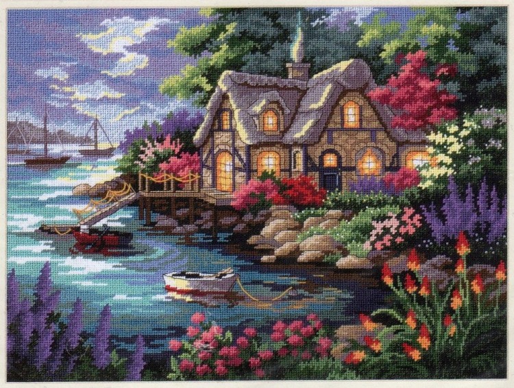 Набор для вышивания Dimensions 12155USA Cottage Cove (Коттеджная бухта)