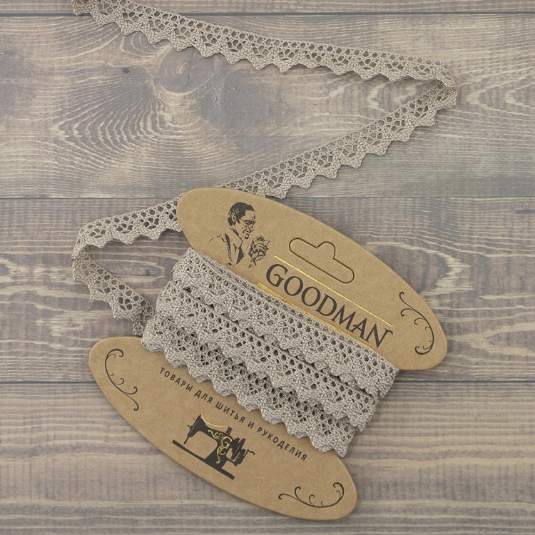 Goodman K-5004-186 Кружево плетеное, ширина 12 мм, цвет льняной, 5 м