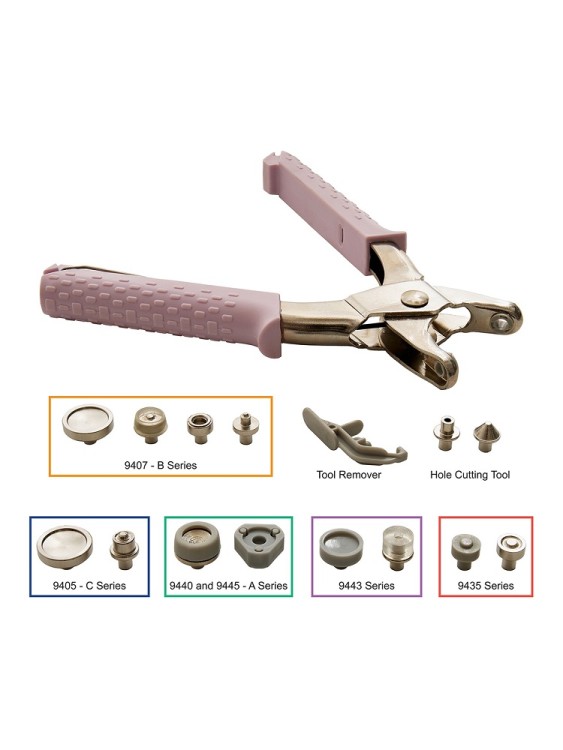 Hemline 9442974 Набор инструментов для установки люверсов и кнопок 5 в 1