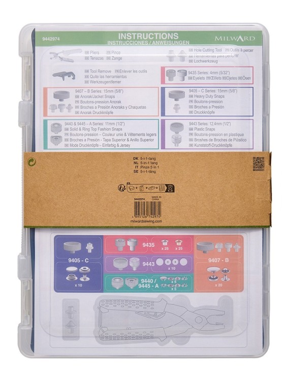 Hemline 9442974 Набор инструментов для установки люверсов и кнопок 5 в 1