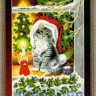 Набор для вышивания Kustom Krafts 99677 Рождественский котенок