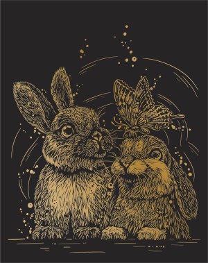 Hobbius SGHK.50 Набор для творчества "Гравюра. Кролики" (золото)