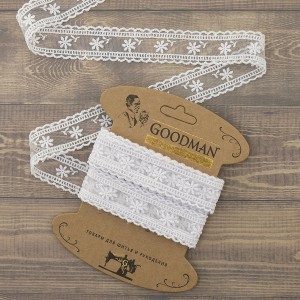 Goodman T-3006.212 Кружево-вышивка на тюле, ширина 30 мм, цвет белый, 4.5 м