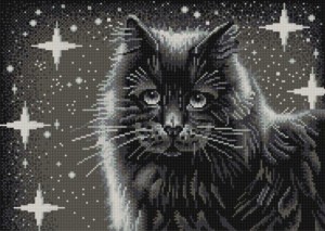 Конек 9942 Черный кот - Ткань с рисунком для вышивания бисером