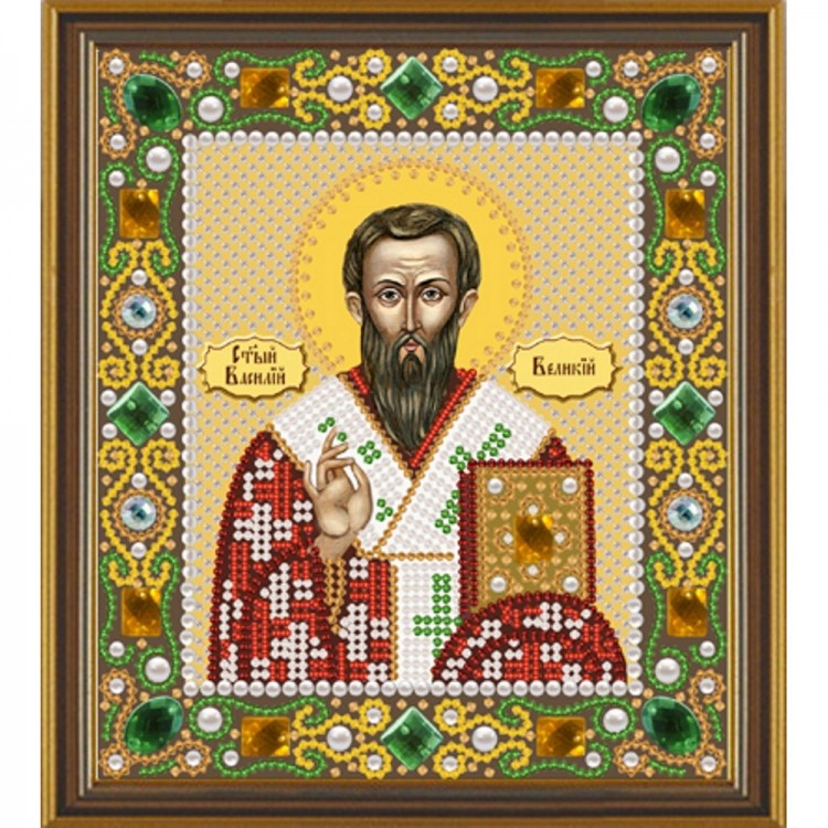 Д новая слобода. Василий Великий икона бисером. Нова Слобода иконы Василий Великий. Вышив бисером икона Василия Великого. Вышивка бисером Святой Василий.