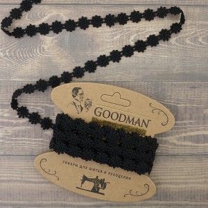 Goodman 4GB762.13 Кружево гипюр, ширина 18 мм, цвет черный, 4.5 м