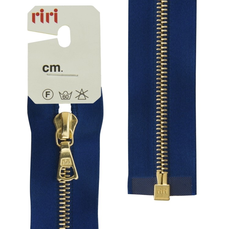 Riri 3000083/60/9603 Молния металлическая, разъемная, на атласной тесьме, 4 мм, 60 см, синий