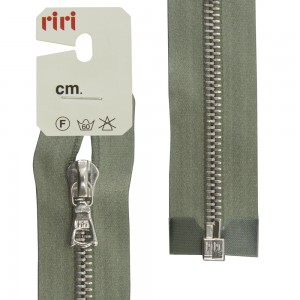 Riri 3551226/60/5884 Молния металлическая, разъемная, на атласной тесьме, 6 мм, 60 см, серо-зеленый