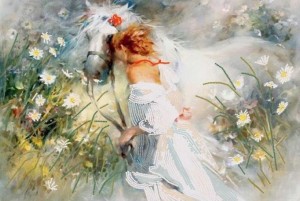 Конек 9461 Девушка с лошадью