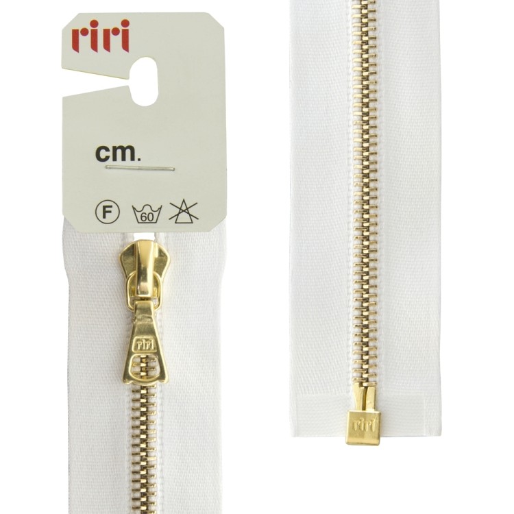 Riri 3000083/65/2101 Молния металлическая, разъемная, на атласной тесьме, 4 мм, 65 см, белый