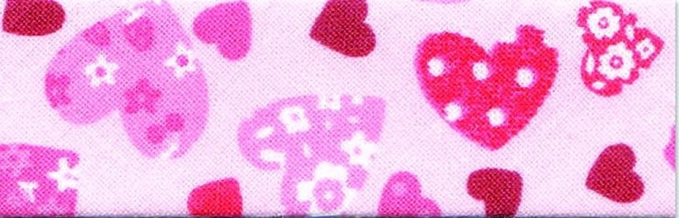 SAFISA 6530-20мм-05 Косая бейка с рисунком, хлопок/полиэстер, ширина 20 мм, цвет 05 - розовый/красный