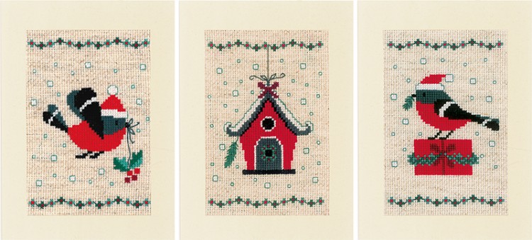 Набор для вышивания Vervaco PN-0165028 Рождественская птица и дом (3 дизайна)