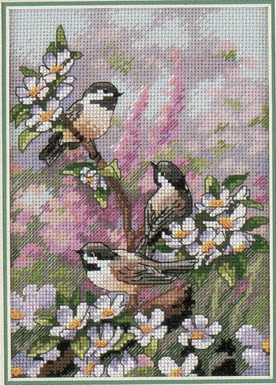 Набор для вышивания Dimensions 06884 Chickadees in Spring (Цыплята весной)