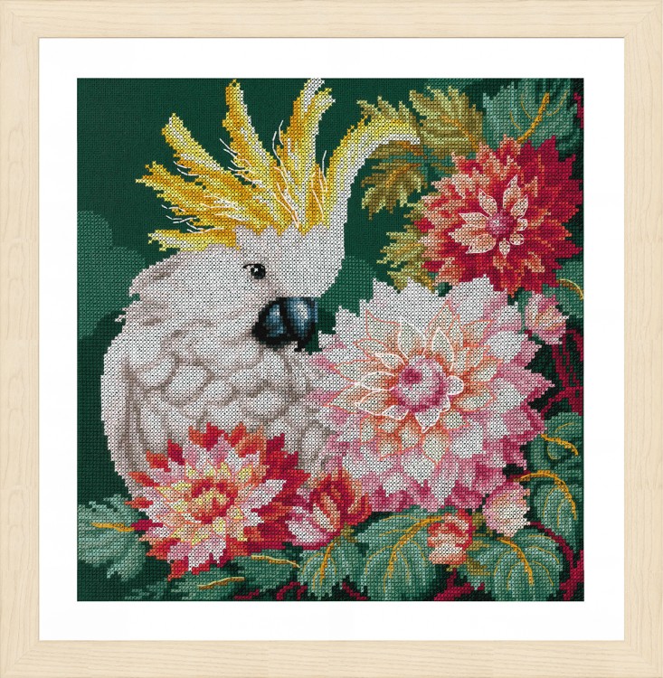 Набор для вышивания Lanarte PN-0207167 Cockatoos dahlias (Какаду и георгины)