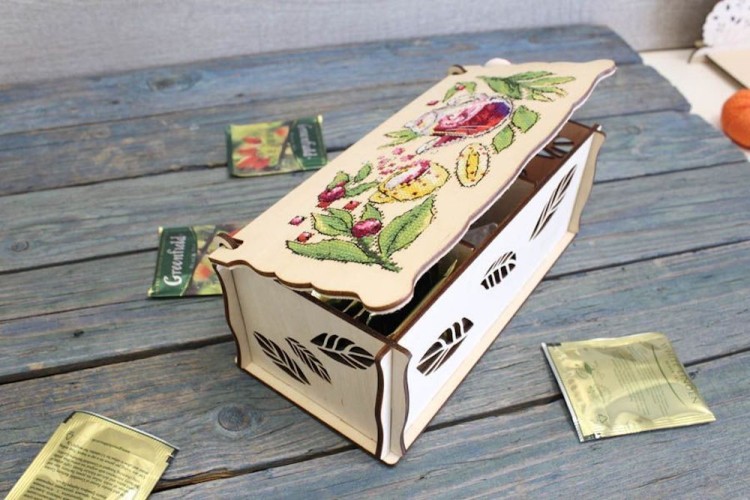 Набор для вышивания Щепка О-084 Шкатулка для чая "Ягодное чаепитие"