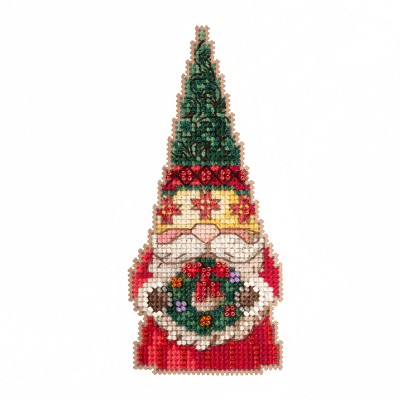 Набор для вышивания Mill Hill JS202212 Gnome With Wreath (Гном с новогодним венком)