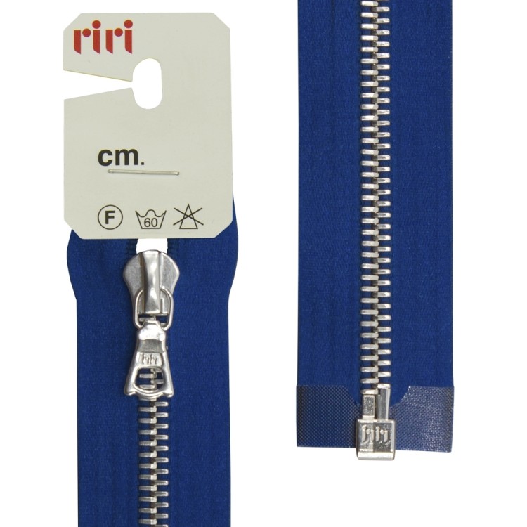 Riri 3551226/60/9603 Молния металлическая, разъемная, на атласной тесьме, 6 мм, 60 см, синий