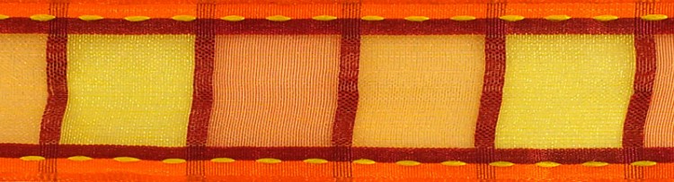 SAFISA 25238-25-02 Лента органза с рисунком, ширина 25 мм, цвет 02 - оранжевый