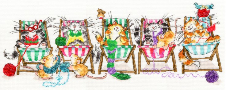 Набор для вышивания Bothy Threads XMS4 Kitty Knit (Кошечка вяжет)