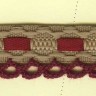 Matsa 13005/49 Тесьма декоративная, ширина 16 мм, бежевая с красной кружевной отделкой и лентой