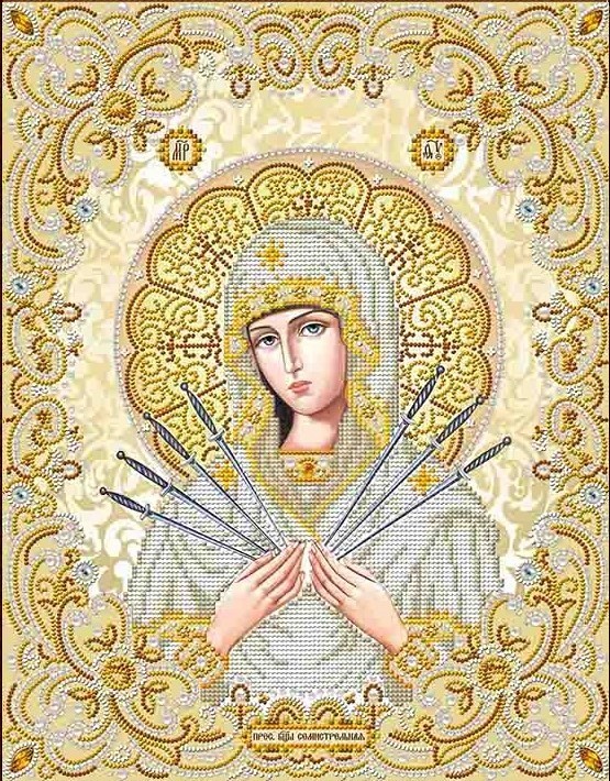 Благовест ЖС-3010 Богородица Семистрельная (в жемчуге)
