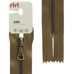 Riri 3418216/18/2223 Молния металлическая, неразъемная, на атласной тесьме, 4 мм, 18 см, светло-коричневый