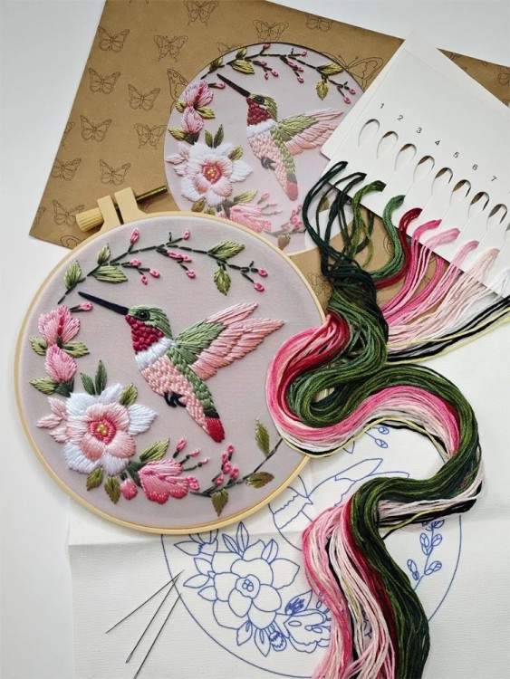 Набор для вышивания YoHobby yoli.127 Розовая птичка