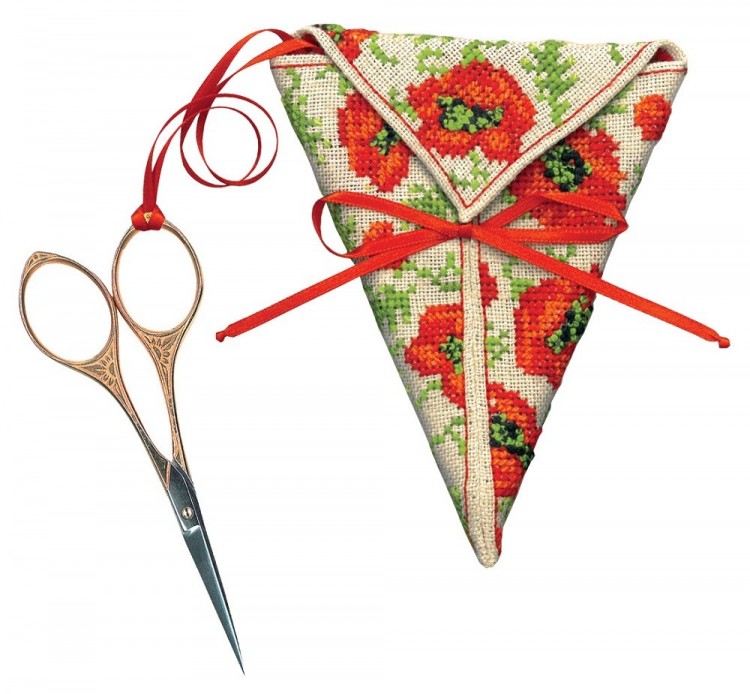 Набор для вышивания Le Bonheur des Dames 3370 Чехол для ножниц "Etui A Ciseaux Coquelicots (Маки)"