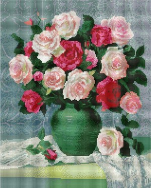 Арт Фея UA512 Букет из роз в зеленой вазе