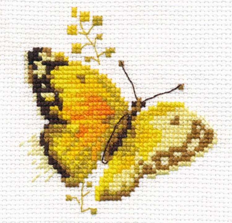 Набор для вышивания Алиса 0-147 Яркие бабочки. Желтая