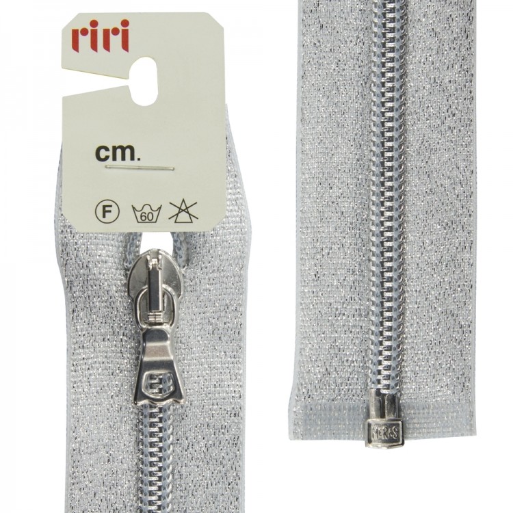 Riri 2518678/65/87001 Молния спираль, разъемная, на люрексной ленте, 6 мм, 65 см, серебристый