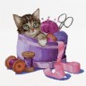 Набор для вышивания Thea Gouverneur 736A Sewing basket kitten (Котёнок в швейной корзинке)