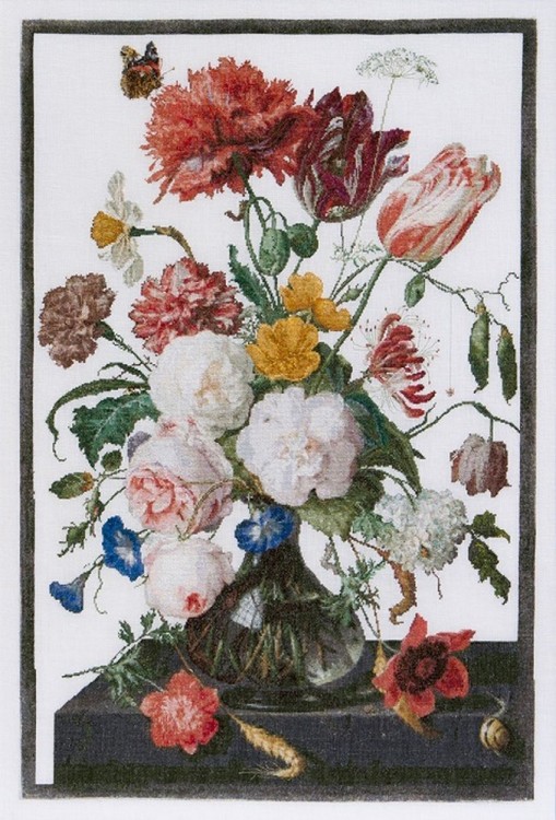 Набор для вышивания Thea Gouverneur 785A Still Life with Flowers in a glass Vase, 1650-1683, Jan Davidsz. De Heem