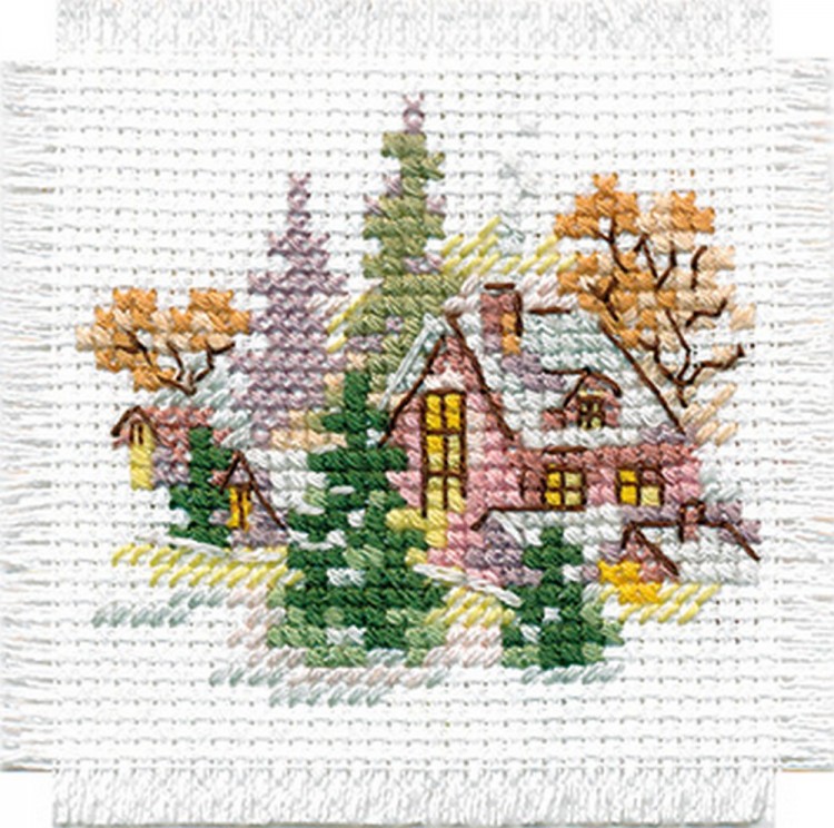 Набор для вышивания Алиса 7-04 Открытка "Зимний домик"