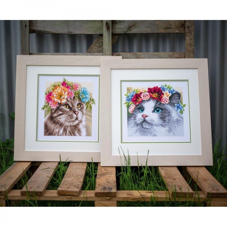 Набор для вышивания Lanarte PN-0191867 Flower crown Maine coon (Цветочная корона Мей-кун)