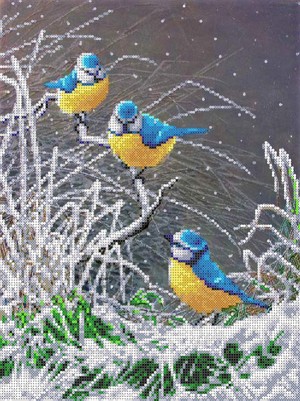 Каролинка ТКБЖ 3039 Синички на снегу - канва с рисунком