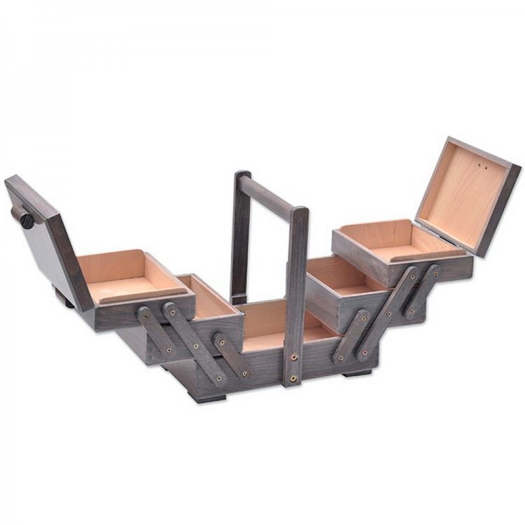 Aumueller 31/245/9 Шкатулка для рукоделия 3-х этажная, бук античный серый