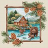 Набор для вышивания Многоцветница МКН 120-14 Таежная семья. Медведи