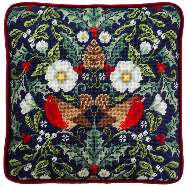 Набор для вышивания Bothy Threads TKTB4 Подушка "Winter Robins Tapestry" Karen Tye Bentley