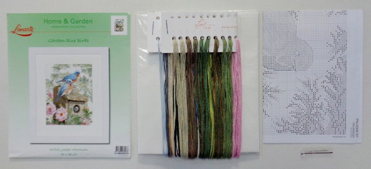Набор для вышивания Lanarte PN-0008325 Garden blue birds (Синие птицы в саду)