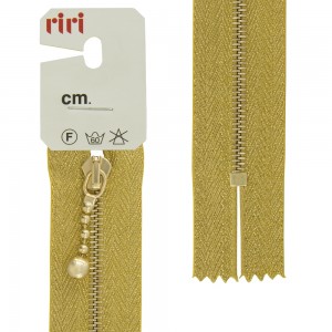 Riri 3420913/16/3225 Молния металлическая, неразъемная, на люрексной тесьме, 4 мм, 16 см, золотистый