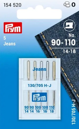 Prym 154520 Иглы для швейных машин с плоской колбой 130/705 H-J, джинс №90-110