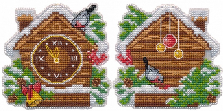 Набор для вышивания Овен 1702 Елочная игрушка "Новогодние часы"
