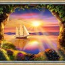 Алмазная живопись АЖ-1765 Корабль на закате