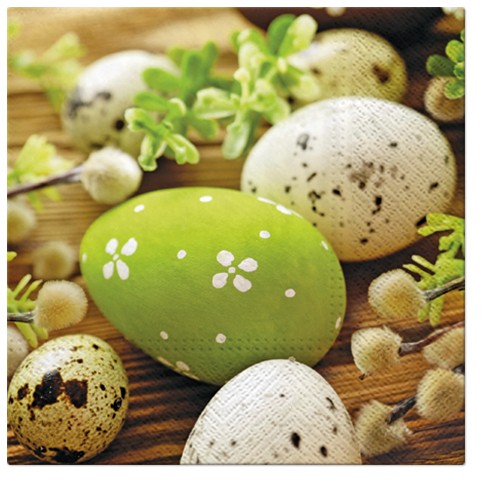 PAW Decor Collection SDL087200 Салфетка трехслойная для декупажа "Яйца среди сережек"