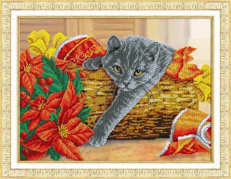 Набор для вышивания Паутинка Б-1503 Рождественский котик