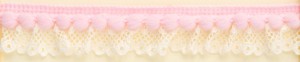 Matsa 5344442/1551 Рюш декоративный с помпонами, ширина 20 мм, цвет сливочный с розовым